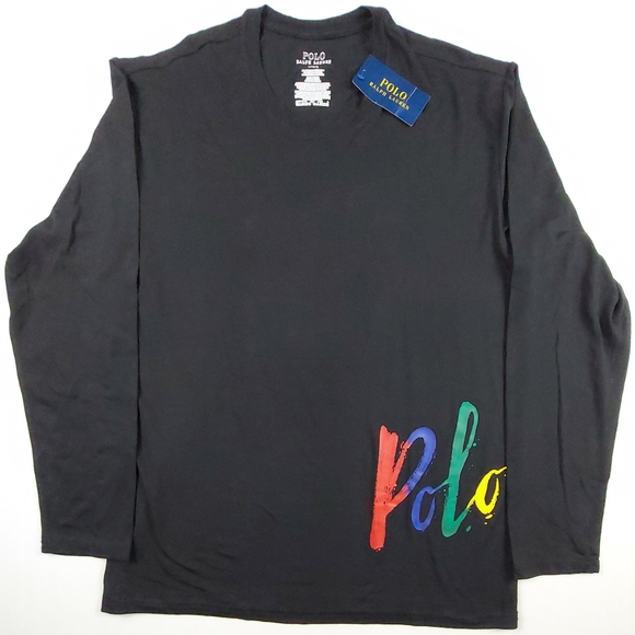 Polo Ralph Lauren Shirt Mens Size Large Black Long Sleeve Graphic NWT $55.00 - Picture 1 of 9